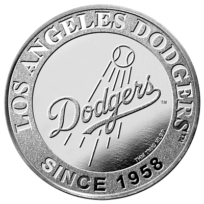 A picture of a Rond d’argent de 1 oz des Dodgers de Los Angeles